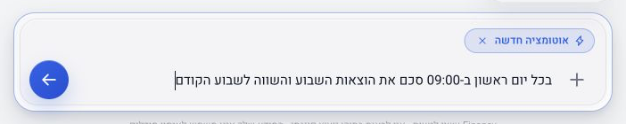 בקשה לאוטומציה חדשה בשיחה עם הסוכן