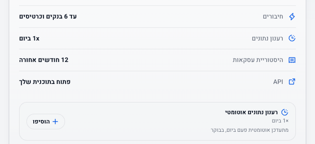 תדירות הרענון וניהול רענונים נוספים במסך ההגדרות